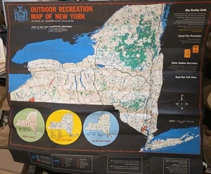 NEW YORK STATE OUTDOOR FREIZEIT KARTE 36x32" BROSCHÜRE 1967 Parks Wald Fische - Bild 1 von 20
