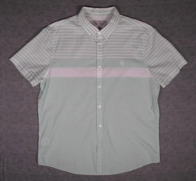 Рубашка мужская с коротким рукавом Penguin зеленая на пуговицах 100% хлопок большой размер - Изображение 1 из 4