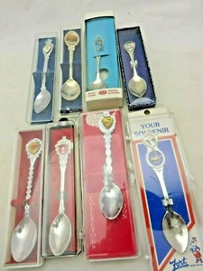 Vintage Souvenir Spoon Collection Lot of 8 States, Countries, Parks, Places nib - Picture 1 of 4