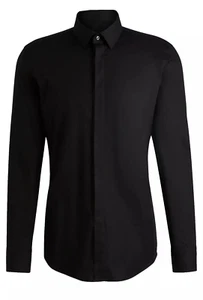 HUGO BOSS Extra Slim Party Dress Cotton Shirt in Black - Size 16.5 / 42 - Picture 1 of 5