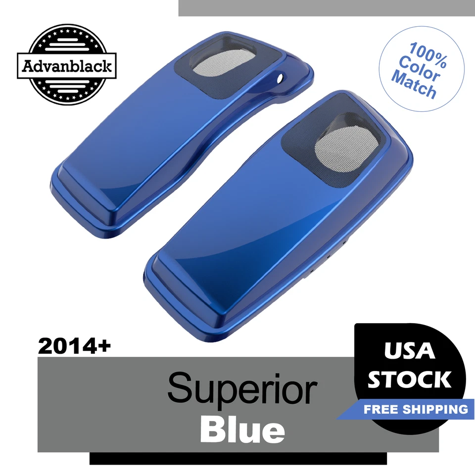 Superior Azul 6x9" Alforja Tapas Altavoz Cubierta Audio Se Adapta a Harley Touring 2014+ Foto 1 de 4