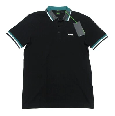 Camisa polo masculina Hugo Boss Green Label preta paddy 1 ajuste regular - Imagem 1 de 3