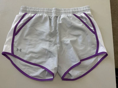 Under Armour Heat Gear Shorts Loose NWT Small White/Purple - Image 1 of 4