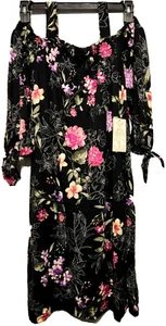 Vestido para mujer manga 3/4 manga 3/4 negro diseño floral - Imagen 1 de 8