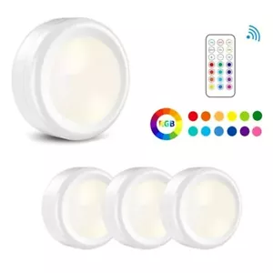 RGB LED Schrankleuchten Spot Batteriebetrieben Nachtlicht mit 1-4 Fernbedienung - Bild 1 von 15