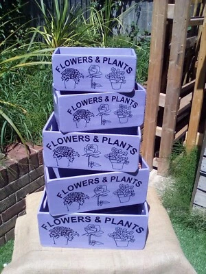 Fab lilac painted wooden Flowers & Plants storage box. Ideal Mother's Day gift   - Image 1 of 2