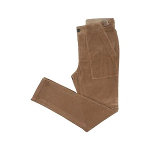 690$ ISAIA NAPOLI Brown Chino Trousers Adjustable Pant Corduroy Cotton - Picture 1 of 4
