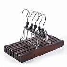 Walnut Wooden Pants Hangers 10 Pack Wood Clamp Hangers With Non Slip Padded Velv