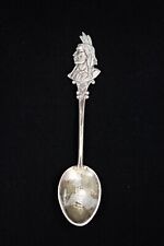 Sterling Silver Souvenir Spoon Etched Banff - Canada Indian Native American Bust