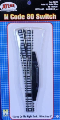 Atlas N Scale ~ New 2025 ~ #6 Turnout Switch ~ Manual Left ~ Code 80 ~ 2706 - Image 1 of 3