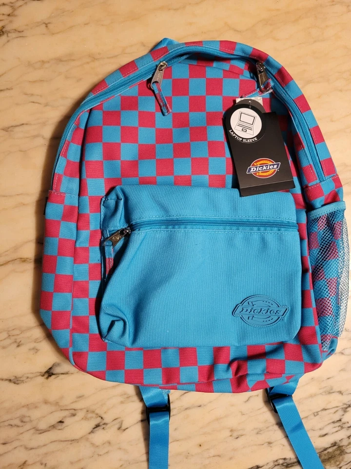 Mochila para portátil Dickies exclusiva de Spencers nueva azul rosa patinador a cuadros  Foto 1 de 4