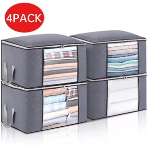 4Pcs Underbed Clothes Storage Bags Zipped Organizer Wardrobe Cube Closet Boxes - Picture 1 of 8