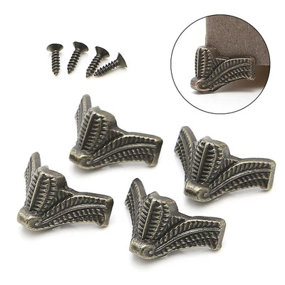 4Pcs Vintage Jewelry Wooden Box Case Decorative Feet Leg Metal Corner Protector - image 1 of 4