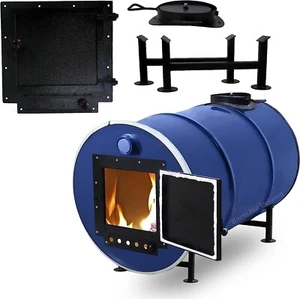Barrel woodstove kit, for 30-55 Gallon barrel Fire wood camp stove metal barrel - Picture 1 of 8