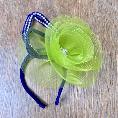 Women’s headband Purple Green Netting Rhinestone Kentucky Derby Hat - Image 1 of 4