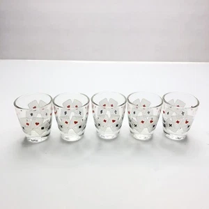 5er Set 50er Jahre Vintage Schnapsgläser Poker Karten Suite Thema - Bild 1 von 5