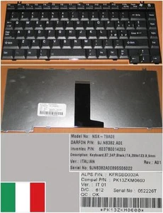 Keyboard qwerty Italian TOSHIBA A10 NSK-T9A0E KFRSBD002A 9J.N8382.A0E - Picture 1 of 1