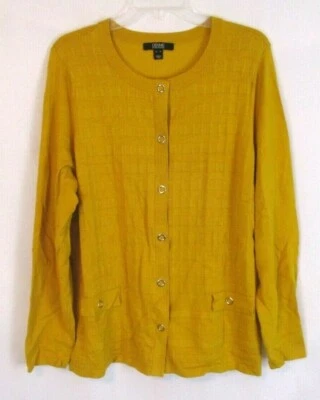 Cárdigan Suéter Dennis Basso Texturizado a Presión XL Topacio Dorado A311293 Mujer CBQ14 Foto 1 de 4