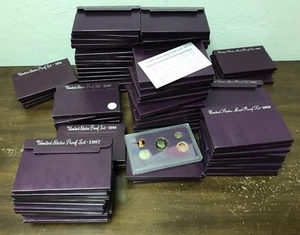 Lot of 93 - 1984-1993-S US Mint Clad Proof Sets - Purple Boxes - Picture 1 of 4