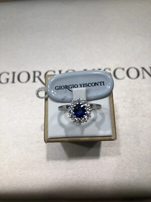 Anello Giorgio  Visconti In Oro Bianco Zaffiro E Brillanti - Immagine 1 di 3