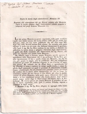 1836? Padova? Stefano Marianini teoria elettromotori voltaici chimica fisica - Immagine 1 di 2