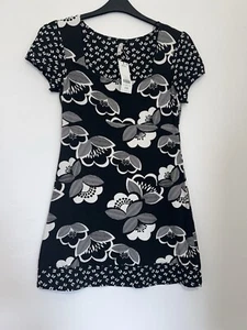 Nuevo con etiquetas Vestido Jersey Negro Mezcla Floral Viscosa Talla 10 - Imagen 1 de 5