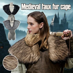 Collar medieval de piel sintética guerrero capa envolvente para el hombro disfraces de Halloween disfraces con disfraces - Imagen 1 de 13