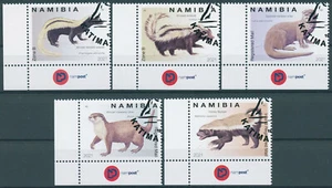 Namibia 2021 CTO Estampillas de Animales Salvajes Mustélidos Comadrejas Tejones Nutrias Juego de 5 V B - Imagen 1 de 1