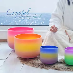 CNVC Set of 3 Rainbow Quartz Crystal Singing Bowls With case BNIB. 7, 9 & 11" - Picture 1 of 23