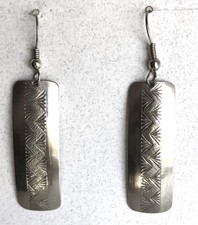 Stamped Zuni Earrings 2in Sterling Silver 925 Vintage 6.8g Dangle Signed Lag