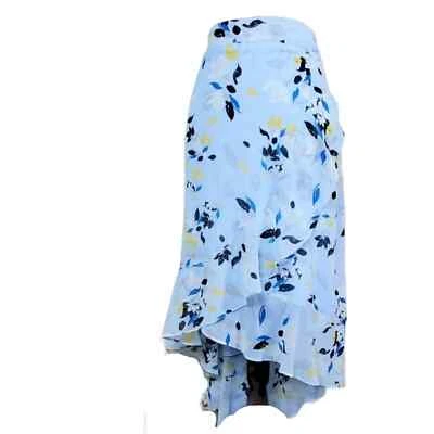 LANE BRYANT Womens Plus High Low Chiffon Faux Wrap Floral Skirt Blue Size 28 - Image 1 of 4