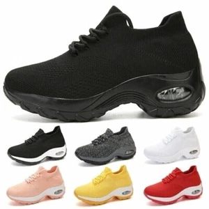 Womens Breathable Running Shoes Sport Walking Tennis Slip on Casual Sneakers - Foto 1 di 35
