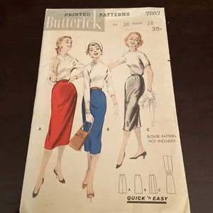 Butterick 7887 1960’s Vintage skirt Pattern waist 28 hips 38 uncut retro - Picture 1 of 4