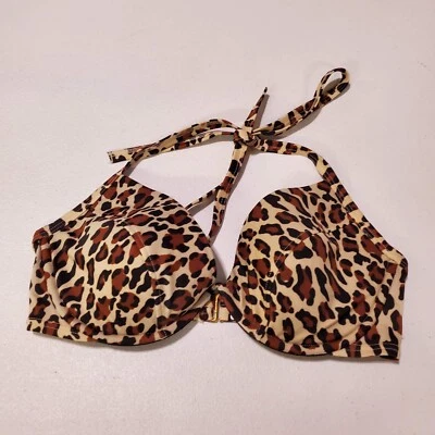 Traje de baño para mujer Victoria Secret 34D marrón guepardo halter con aros ligeramente forrado Foto 1 de 4
