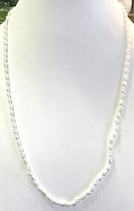 Sterling Silver 925 White Fresh Water Rice Pearl Single Strand 23.5" Necklace
