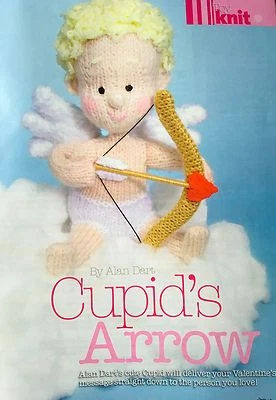 KNITTING PATTERN Alan Dart cupid toy 19cm Angel Valentines day arrow Sirdar DK  - Image 1 of 4