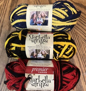 Starbella Stripes Lot Of 3 Skeins Ruffle Yarn Variety Colors 3.5 Ounce Each - Picture 1 of 7