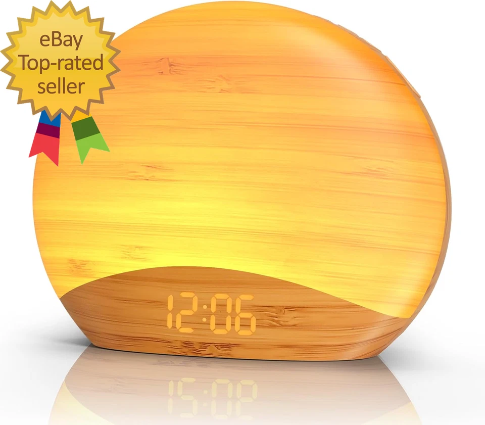 Máquina de sonido de grano de madera natural reloj despertador amanecer 26 inspirado en la naturaleza para dormir Foto 1 de 4
