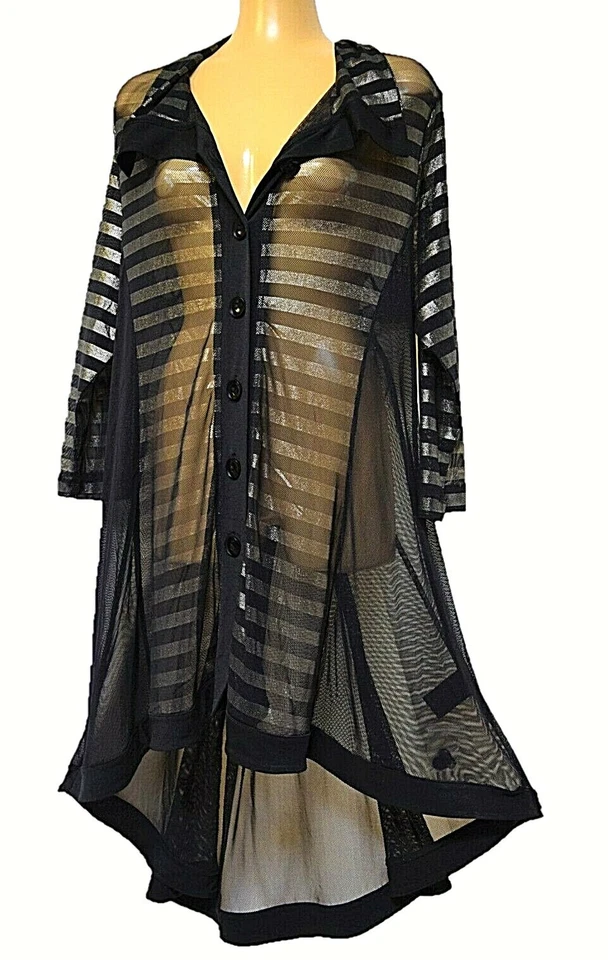 TS TAKING SHAPE plus size M / 20 Shimmer Stripe Shirt sheer stretch top