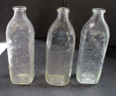 Hazel Atlas Glas Baby Flasche Nurser geprägt mit Scottie Dogs 8 Oz. & andere - Bild 1 von 4