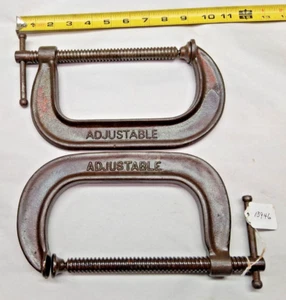 C Clamps, (2) Vintage No.1460-6 C Clamps, 6" Opening, Made in USA - Picture 1 of 2