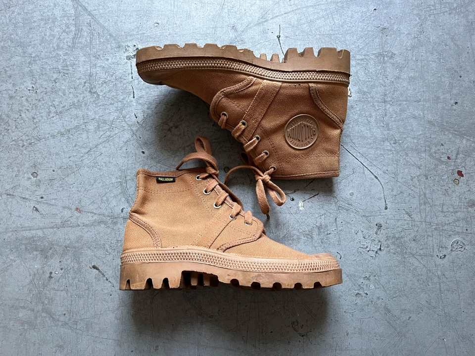 De colección Paladio Pallabrouse Pampa Hi Marrón Lona Botas Tenis Zapatos Francia Foto 1 de 4
