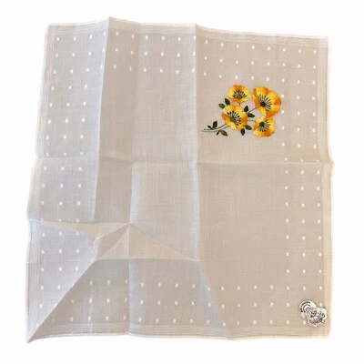 Pañuelo Desco Vintage Años 50 Pañuelo Amarillo Verde Floral 100% Algodón SIN USAR Foto 1 de 2