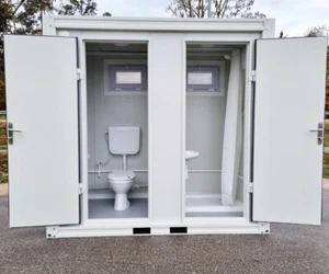 WC Container Sanitärcontainer Toilettencontainer mit Dusche RAL9002 Weiss - Bild 1 von 9
