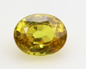 Zafiro amarillo natural Tailandia certificado 1,32 quilates piedra preciosa suelta ovalada 7x5 mm - Imagen 1 de 10