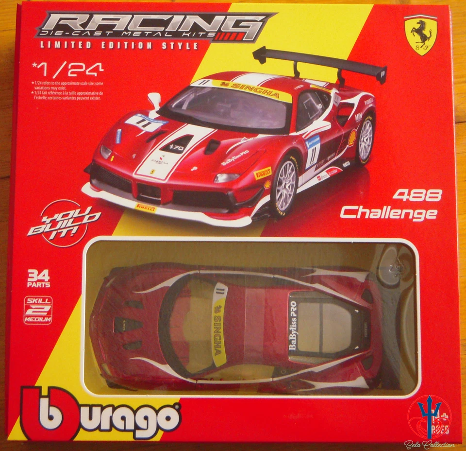 Ferrari 488 challenge 2017 metal model kit Bburago 1:24 - Immagine 1 di 1