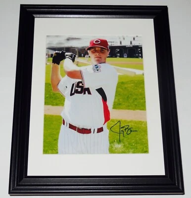 FOTO A COLOR 8X10 AUTOGRAFIADA DE JAY BRUCE (ENMARCADA Y ENMARAÑADA) - ¡CINCINNATI REDS! Foto 1 de 2