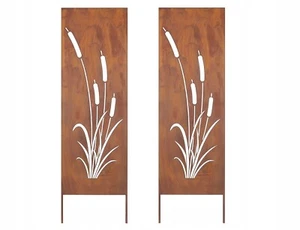 SICHTSCHUTZ 2x - ROST GARTEN DEKO 160x50CM WINDSCHUTZ METALL ROSTOPTIK EDELROST - Bild 1 von 7