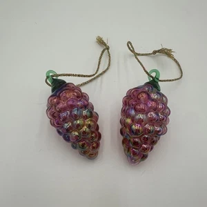 Glass Eye Studio Hand Blown Iridescent Studio Art Glass Fruit Ornaments - Grapes - Picture 1 of 15