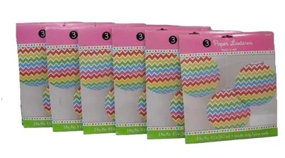 21 linternas de papel Rainbow Chevron 7 paquetes de 3 decoraciones de fiesta de 9,5" cada una Foto 1 de 4